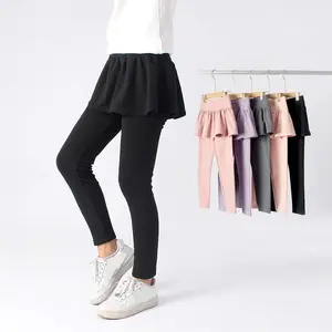 Ropa personalizada para niños otoño estilo coreano mallas sólidas Culottes niñas Pantalones suaves lindos elásticos chico mullido pantalones de falda corta 2024