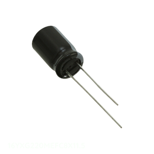 Condensateur Fabricant Canal CAP ALUM 220UF 20% 16V RADIAL TH à travers trou 220 uF 16YXG220MEFC8X11.5 - Product Image 1