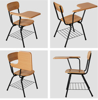 Chaise de formation pour étudiants en bois durable et confortable avec ensemble de mobilier scolaire pliable pour tablette d'écriture