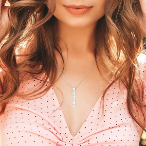 Collar con Barra Vertical Grabada Personalizada, Acero Inoxidable 316L, Versículo Bíblico Personalizado, Cruz, Regalo Inspirador de Fe Cristiana - Product Image 2