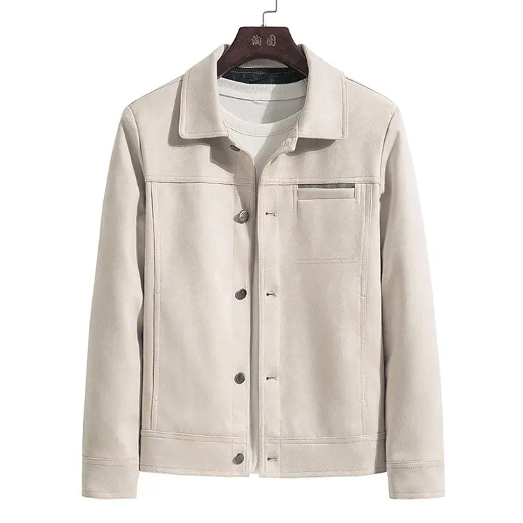 Wholesale Fashion Unisex Leather Denim Jackets Suede Fabric Men's Casual Slim Jean Jacket Coats
