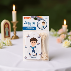 Etichette pendenti Ilan per Prima Comunione, design bambino, 3 pezzi con cordino per regali e abbigliamento - Product Image 2