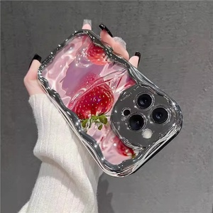 Ins phong cách mùa hè dâu tây mạ điện hợp thời trang TPU trường hợp điện thoại cho Iphone 12 13 14 15 16 17 Pro Max chống sốc điện thoại di động - Product Image 4