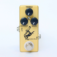 Pédale d'effet pour guitare électrique en métal finition mate jaune MOSKY GOLDEN HORSE OVERDRIVE de qualité supérieure avec contrôle tactile