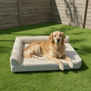 Cama para Mascotas de Tela Waffle, Forma Rectangular, Cama para Perros con Espuma Viscoelástica en Forma de Caja de <span class=keywords><strong>Huevos</strong></span>, Soporte Ortopédico para Perros con Displasia de Cadera, Cama para Perros y Gatos - Product Image 1
