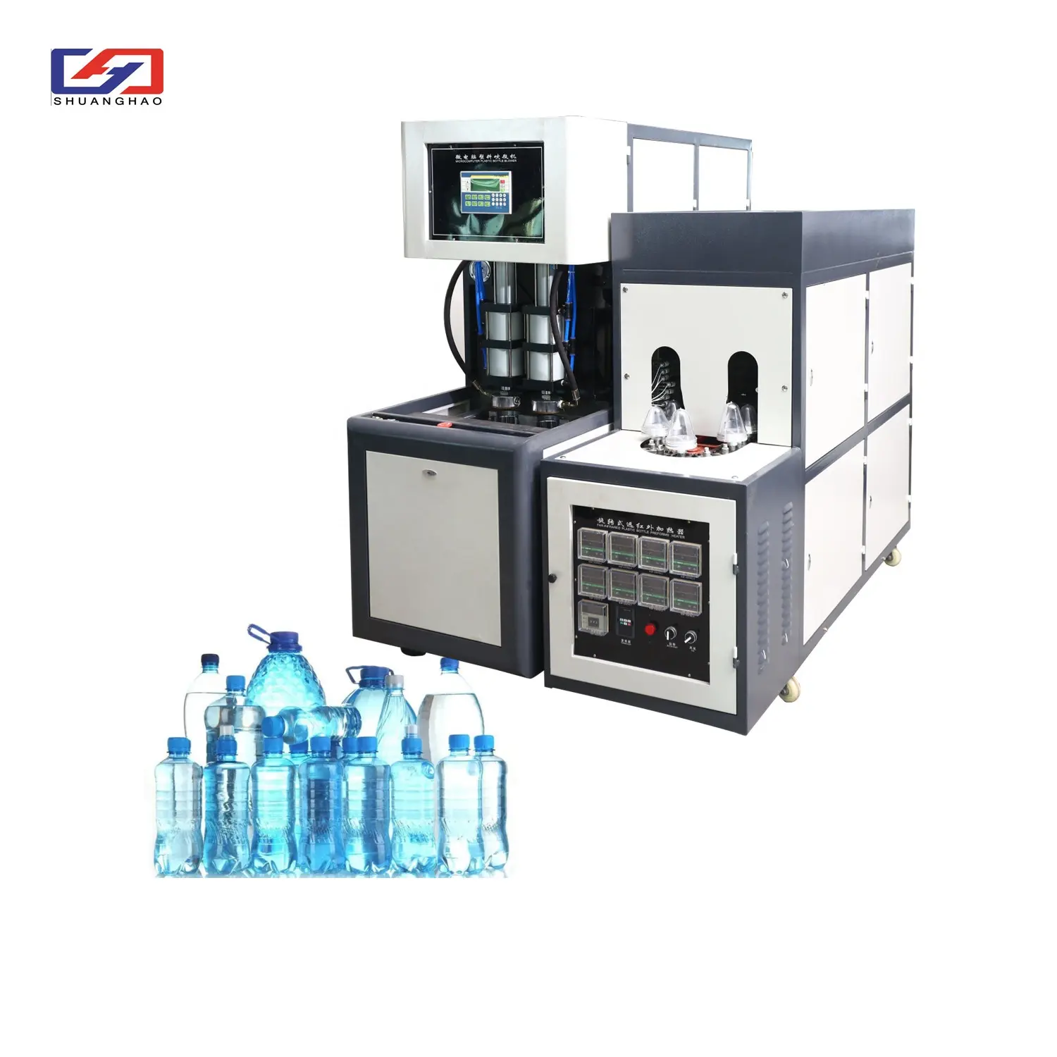 Máquina semiautomática de moldeo por soplado de PET, para soplar botellas de diferente volumen, en oferta
