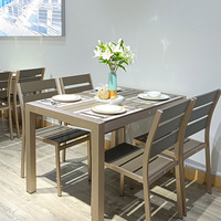 Ensemble table et chaises Coets en aluminium brossé résistant aux hautes températures avec cadre en plastique bois pour patio restaurant terrasse extérieure