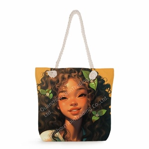 Bolso de Mano con Estampado de Niña Negra, Bolsa de Hombro Versátil A LA Moda, Gran Capacidad, Novedad, Venta Al por Mayor - Product Image 4