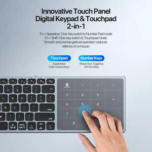 Teclado Inalámbrico BT 2.4G Táctil Digital 2 en 1 de Aleación de Aluminio Compatible con Dispositivos IOS, iPad, Android, Windows, Mac y Laptop - Product Image 5
