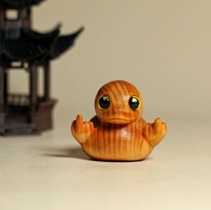 Funny Handmade Carve Wooden Duck Novelty Finger Duck Sculptures Funny Mini Duck Statue for Home