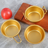 En gros, Bol à Makgeolli coréen traditionnel en aluminium doré, rond, avec poignée, pour vin de riz, idéal pour servir des collations et des plats variés