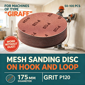 Disco de lijado de malla P120 de 7 pulgadas (175 mm) con gancho y bucle para lijadora giratoria, ideal para pulir <span class=keywords><strong>paredes</strong></span> enrasadas sin polvo - Product Image 1