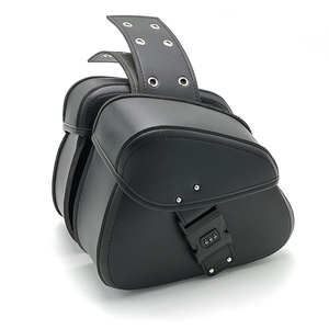 1 सेट वाम सही यूनिवर्सल मोटरसाइकिल कोड ताला के साथ पु चमड़े खुरजी पक्ष उपकरण सामान बैग काठी बैग भंडारण - Product Image 1