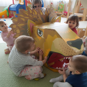 Nouveau design, <span class=keywords><strong>jeu</strong></span> <span class=keywords><strong>de</strong></span> <span class=keywords><strong>rôle</strong></span> créatif pour enfants, costume portable en carton, <span class=keywords><strong>jeu</strong></span> <span class=keywords><strong>de</strong></span> bricolage, jouets en carton dinosaure, emballage OPP - Product Image 6