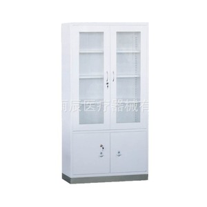 Armoire d'hôpital en acier, revêtement poudré blanc, 2 portes, serrure à clé, armoire de rangement durable pour pharmacie et laboratoire - Product Image 1