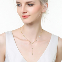 Ronde Moissanite Diamant Lange Ketting 100% Zilver 925 Ketting Y-vormige Ketting Charme Sieraden Valentijnsdag Cadeau voor Vrouw