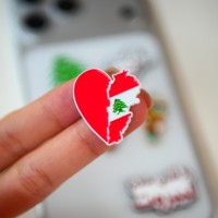 Écusson en métal émaillé avec symbole national du Liban, cèdre de Beyrouth, lettre arabe, en zinc et fer électroplaqué, gaufré, avec colle 3M