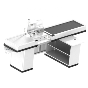 Mostrador de recepción de superficie sólida, mesa de acrílico resistente, enrollado en frío, tienda moderna, color blanco - Product Image 5