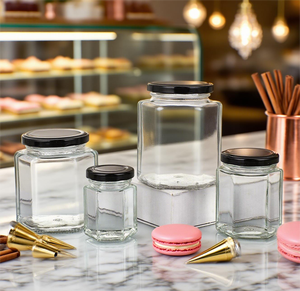 Trong Suốt Lục Giác Kín Mật Ong Lọ 25/45/60/85/100/180/280Mlwith Có Nắp Đậy Mứt Lọ Lục Giác Tương Ớt Lọ - Product Image 1