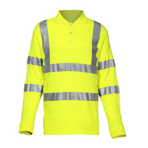 モッアクリル生地ハイビス長袖ポロシャツ,高視認性で安全性の良い作業服反射難燃性 - Product Image 1