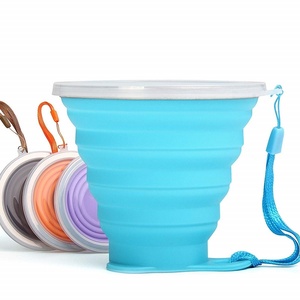 Gobelet de voyage pliable en silicone portable, gobelet de camping pliable en silicone avec couvercles - Product Image 2