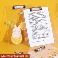 Porte-documents A4 transparent avec plateau rigide, bloc-notes pour étudiants, design lapin de dessin animé, pour le rangement de documents et de feuilles de test, modèle Q46 personnalisé