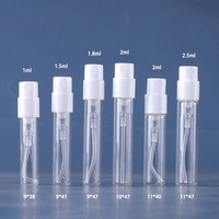 Flacons de parfum de test de 1 ml, 1,5 ml, 1,8 ml, 2,5 ml, flacons en verre, cosmétiques de voyage, mini flacons de parfum vides rechargeables, échantillons de parfum en verre, vaporisateurs