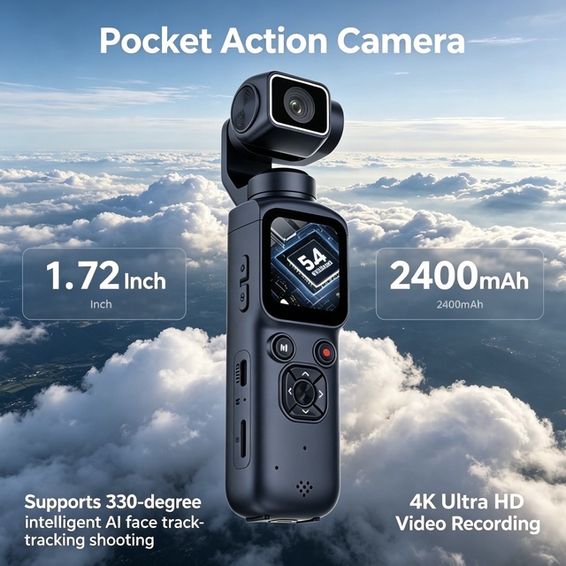 Top Selling Handheld Gimbal Camera 4K Pocket Camera WiFi Vlog Video Camera Pocket Action Camera Camcorder with Face Tracking