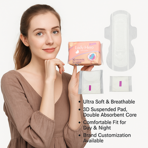 Servilletas sanitarias de alta calidad para mujeres Almohadilla desechable Material de PE orgánico alado Muestras gratis de superabsorción - Product Image 6