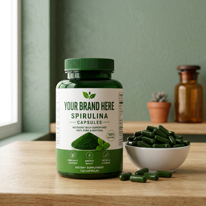 Capsules de spiruline pure, algues vertes naturelles, superaliment végétalien, complément nutritionnel à base de plantes, formule riche en nutriments, microalgues - Product Image 1