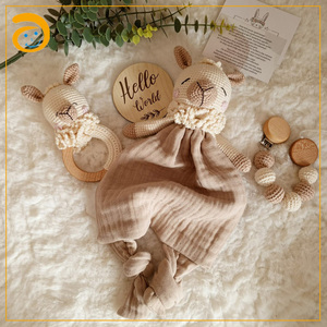 Bunny Rattle Teething Toy <span class=keywords><strong>Crochet</strong></span> Lovey Manta DE SEGURIDAD Bunny, Bunny Lovey Gift <span class=keywords><strong>para</strong></span> recién <span class=keywords><strong>nacido</strong></span> Set - Product Image 5