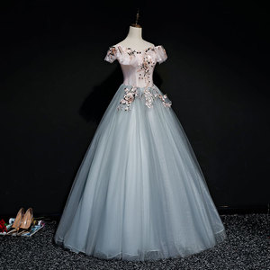 Off Shoulder Elegant Evening Dress Long <b>Skirt</b> Polyester Women Stage Performance Costume Solid Color - Product Image 2