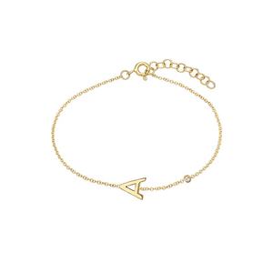 2025 Minimalist 925 Sterling <b>Silver</b> Fine Jewelry 14k Gold Bezel Setting Zircon A-Z Initial Letter Pendant <b>Adjustable</b> <b>Bracelet</b> - Product Image 1