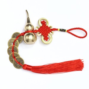 Pendentif en laiton véritable en forme <span class=keywords><strong>de</strong></span> calebasse, fait main, thème nœud chinois, avec motif Monnaie des Cinq Empereurs, pour porte <span class=keywords><strong>de</strong></span> maison et cadeau <span class=keywords><strong>de</strong></span> pendaison <span class=keywords><strong>de</strong></span> crémaillère - Product Image 5
