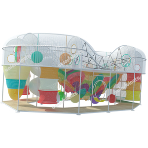 Hochwertiges Nylons eil Hand gehäkelter Indoor-Spielplatz Riesiges buntes Netz Kinder-Kletter abenteuer mit Bällen für das Schul spiel - Product Image 2