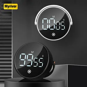 Myriver cronometro Led Counter Alarm ricorda conto alla rovescia elettronico manuale Timer digitale magnetico rotante rotondo per la cucina