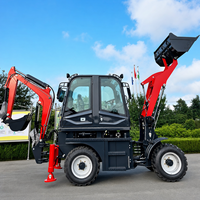 LUYU Mini Diesel Wheel Backhoe Loader Pabrik Produsen Cina dengan Front Loader