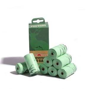 Bolsa para excremento de perro con asa, biodegradable, 100% compostable, material de almidón de maíz, certificación EN13432, aroma floral - Product Image 1