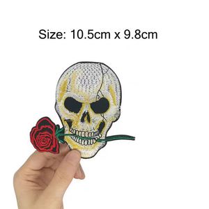 Sắt trên may trên sọ chết Biker ngày của người chết thêu vá cho món quà kinh dị <span class=keywords><strong>Goth</strong></span> thêu đính các bản vá lỗi - Product Image 3