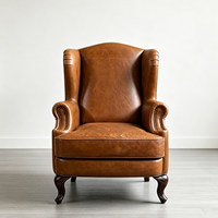 Fauteuil en cuir véritable huilé style américain, vintage, fauteuil simple de style campagnard, chaise décontractée Tiger, pour hôtel, villa, salon, club
