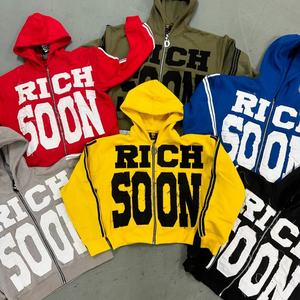 Ventes en gros de sweats à capuche surdimensionnés vintage pour hommes en coton 100% avec fermeture éclair, broderie, tissu en molleton français, délavé au soleil, 3D, longs - Product Image 1