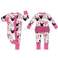 Combinaison de nuit en bambou pour bébé, automne-hiver, avec fermeture éclair avant, volants aux fesses, pour nouveau-nés filles, barboteuse à double fermeture éclair pour usage quotidien