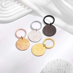 Malleolar Stria Keychain Blank Personalized <b>Custom</b> Laser Engrave Logo Pet Tags Silver Black Stainless Steel Ronud Metal Keyring - Product Image 1