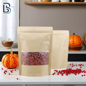 Bolsa de <span class=keywords><strong>Papel</strong></span> <span class=keywords><strong>Kraft</strong></span> Ecológica para Empacar Alimentos y Granos de Café, con Logotipo Personalizado, con Ventana y Base Redonda, de Lebei Packing - Product Image 1