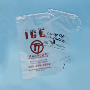 Good Quality Drawstring Ice Bag 8lb /10lb Clear Plastic Ice Cube Packaging Bags
