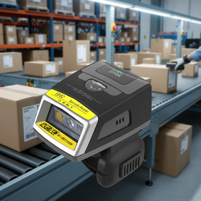 EFFON EF02 Mini 1D/2D CMOS Sensor USB/ Wireless Barcode Scanner Factory Rechargeable Wearable Stock Ring Barcode Reader