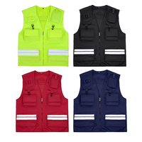 Gilet de travail rouge pour hommes et femmes, veste sans manches pour secours d'urgence, sécurité extérieure, vêtements de travail décontractés haute visibilité