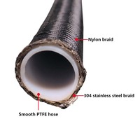 Tuyau de carburant en PTFE lisse tressé en acier inoxydable et nylon AN3 AN4 AN6 10AN 8AN E85