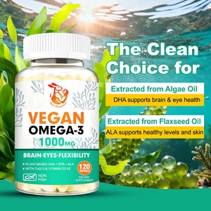 Complément Alimentaire Végétalien Oméga-3 et Coenzyme Q10 en Gélules Molles pour la Santé Cognitive et Oculaire des Adultes, Prix de Gros, 120 Gélules - Product Image 3