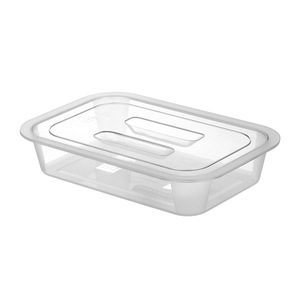 Acrylic Transparent Rectangular <b>Tray</b> For Restaurant Use With Lid Commercial Grade Unbreakable Dish Display Container - Product Image 3